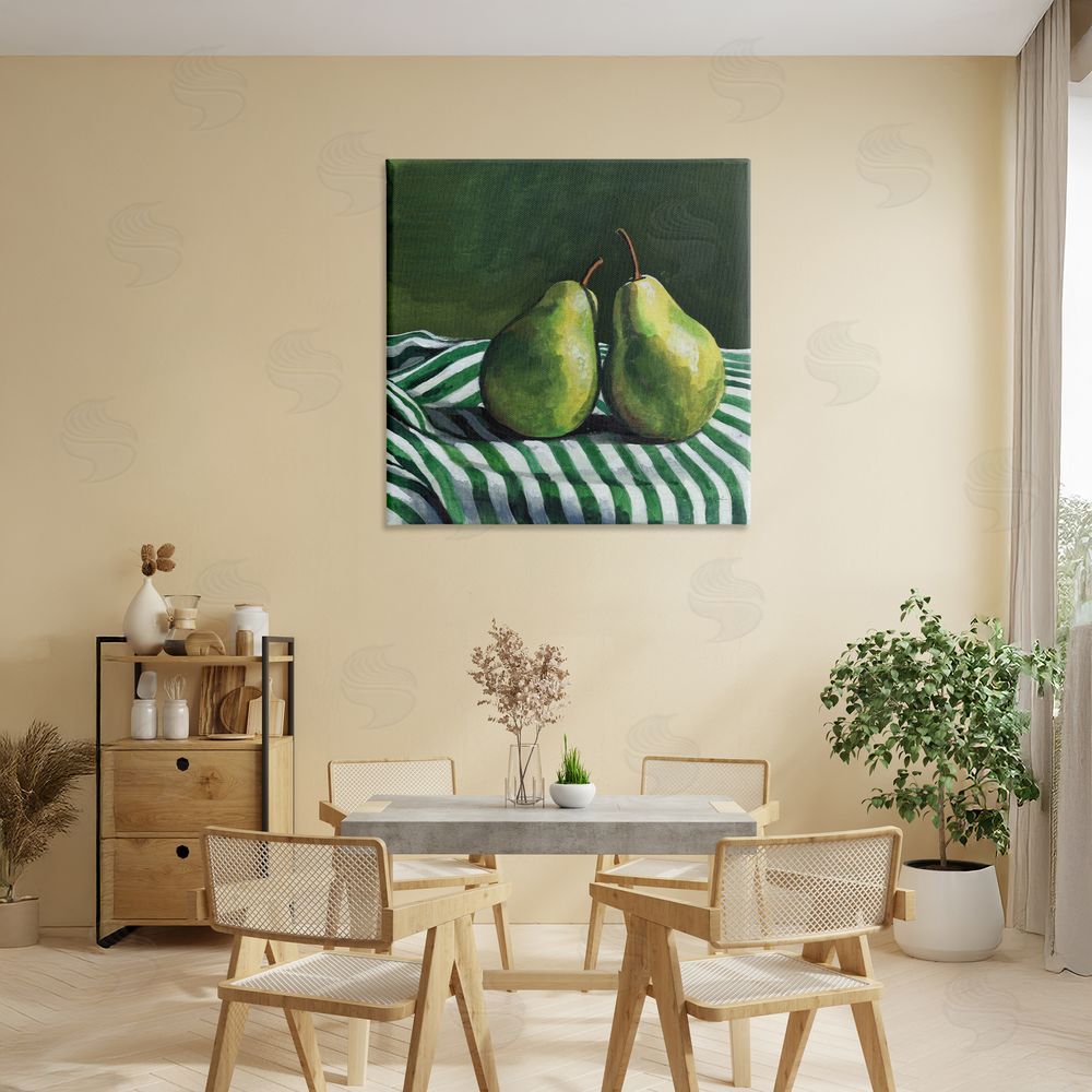 Kate Jarvik Birch A Pair of Pears Still Life Stretched Canvas Wall Art in Room