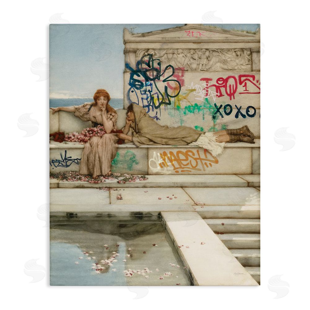 Mary Urban Antiquity Graffiti Classic Poolside Stretched Canvas Wall Art Print