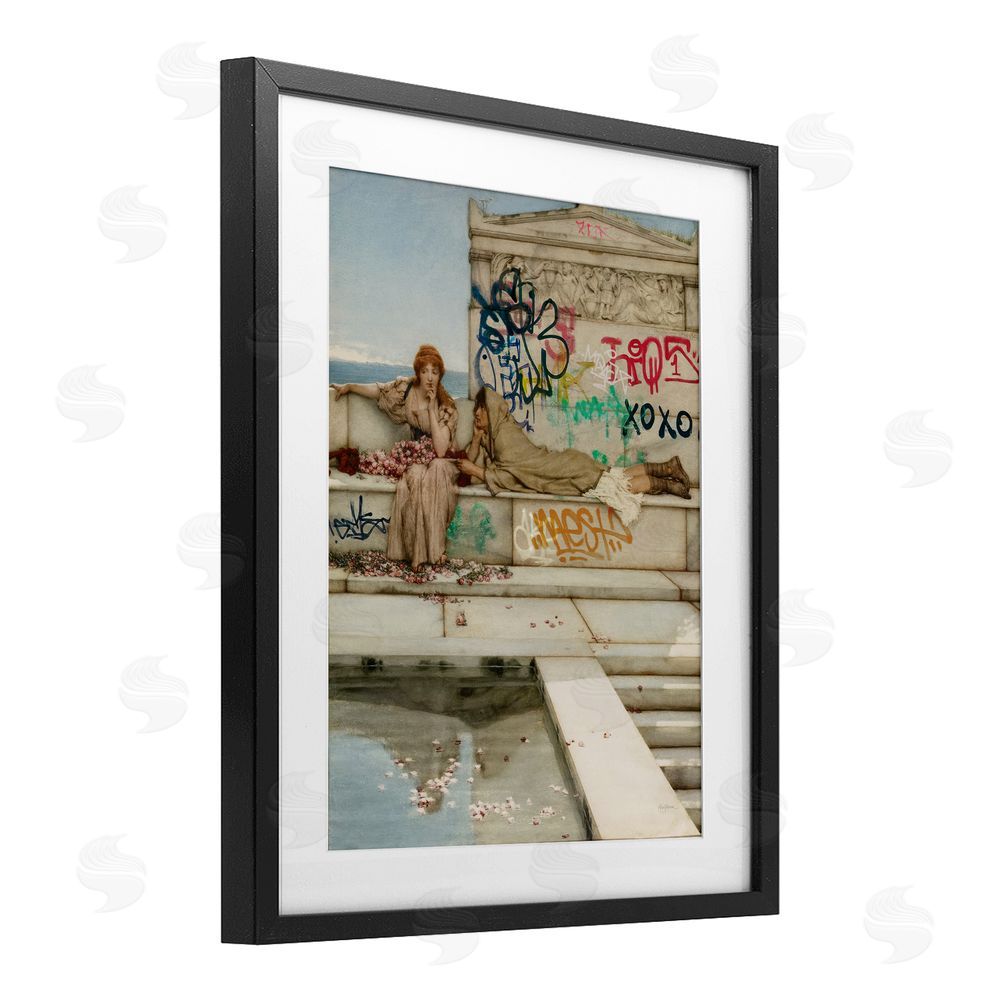 Mary Urban Antiquity Graffiti Classic Poolside Black Framed Print Under Glass Wall Art