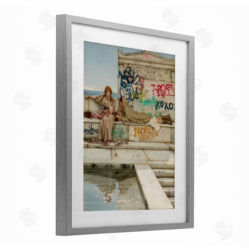 Mary Urban Antiquity Graffiti Classic Poolside Gray Framed Print Under Glass Wall Art