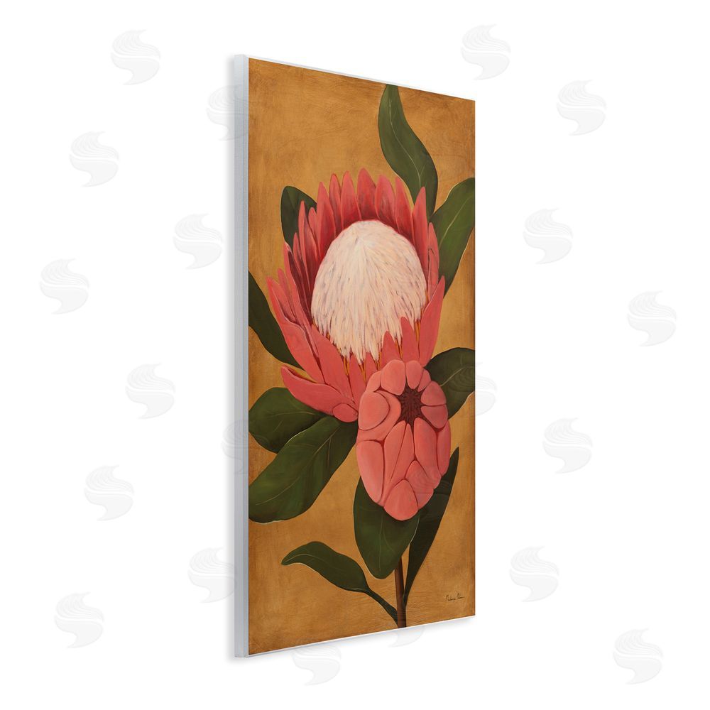 Mackenzie Nelson Bloomed Protea on Gold Wooden Wall Plaque Art Print