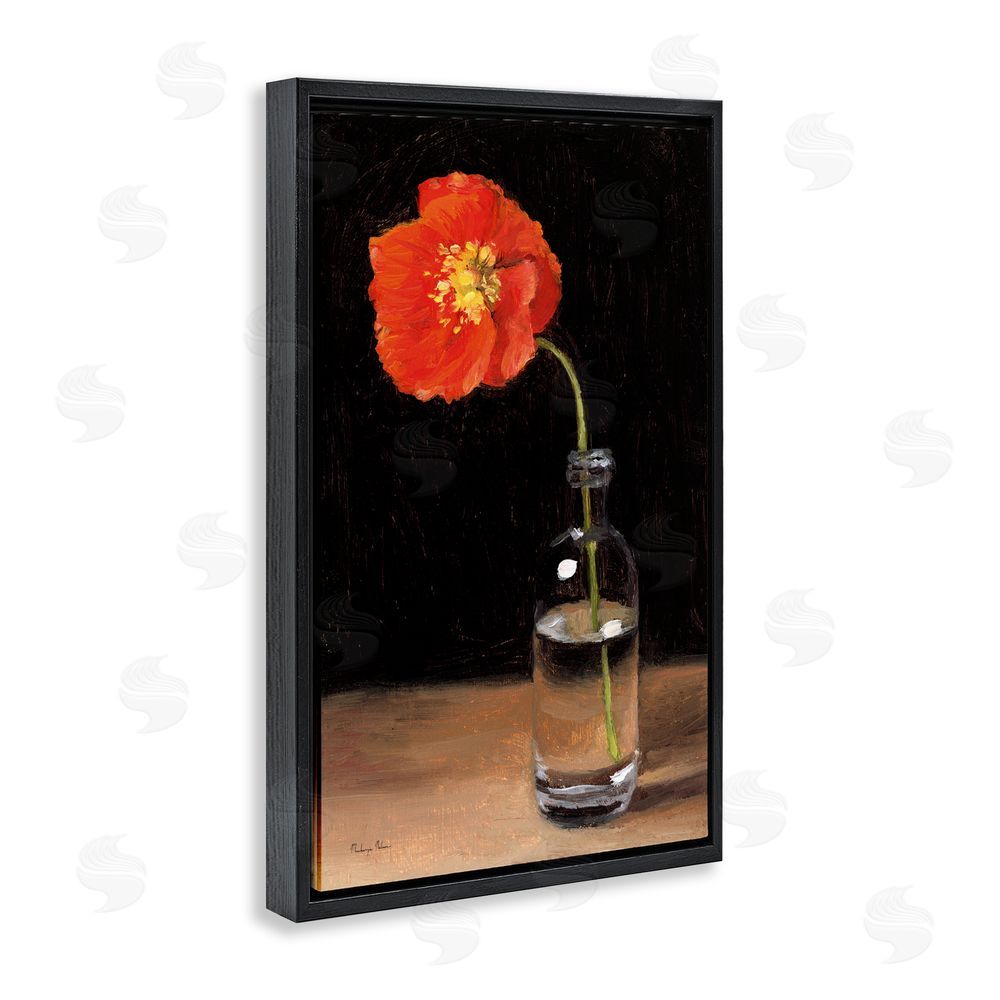Mackenzie Nelson Bottled Beauty Single Red Poppy Black Floating Frame Canvas Wall Art Print