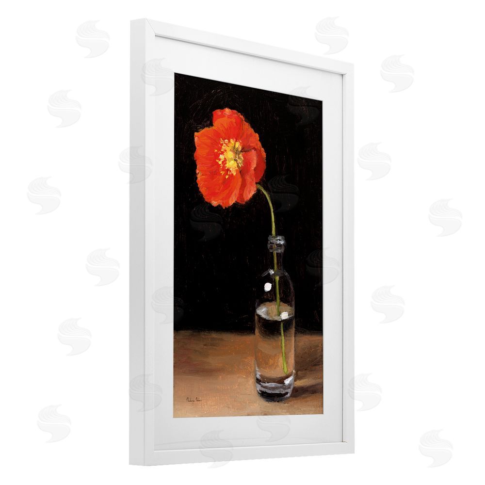 Mackenzie Nelson Bottled Beauty Single Red Poppy White Framed Print Under Glass Wall Art