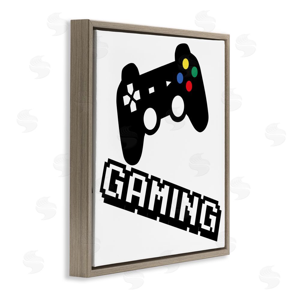 Marcus Prime Playful Pixel Gaming Brown Floating Frame Canvas Wall Art Print