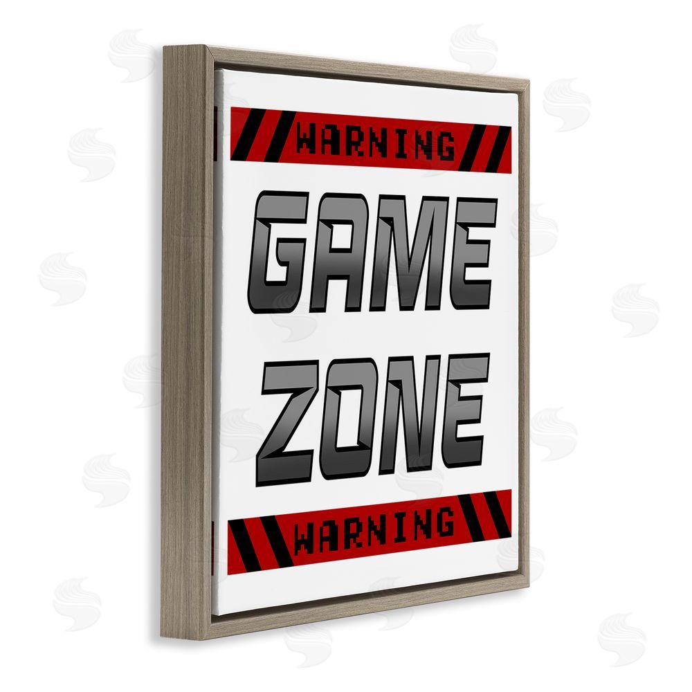 Marcus Prime Game Zone Warning Brown Floating Frame Canvas Wall Art Print