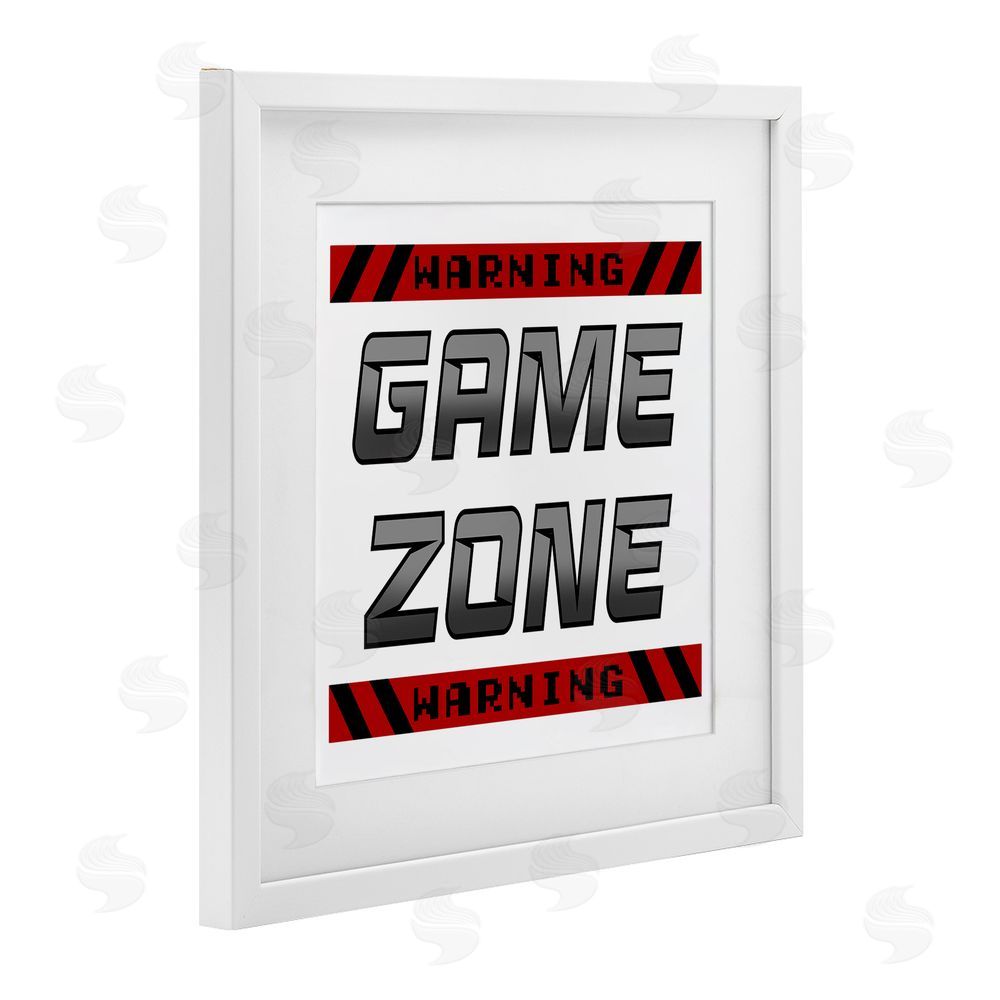 Marcus Prime Game Zone Warning White Framed Print Under Glass Wall Art