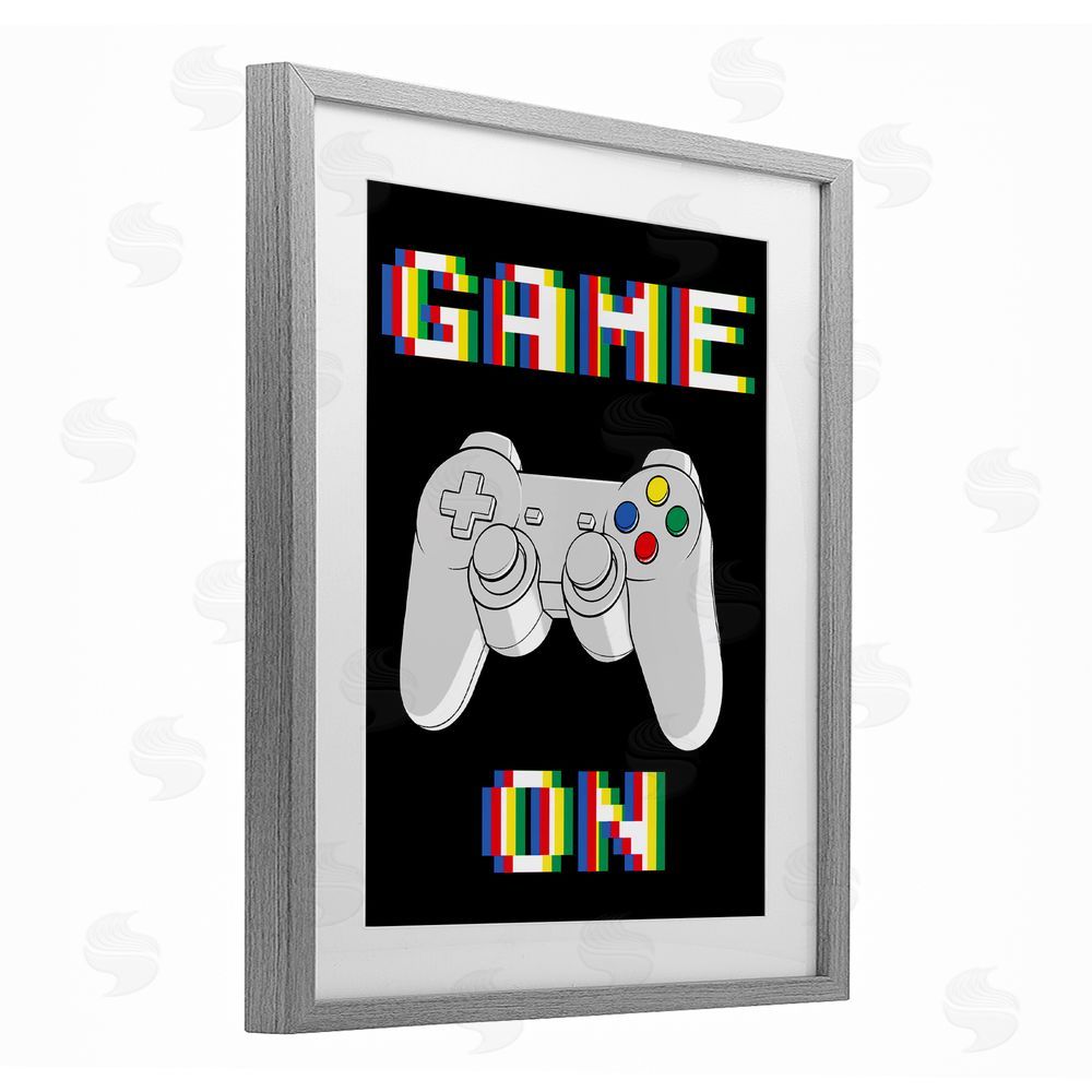 Marcus Prime Colorful Digital Game On Gray Framed Print Under Glass Wall Art