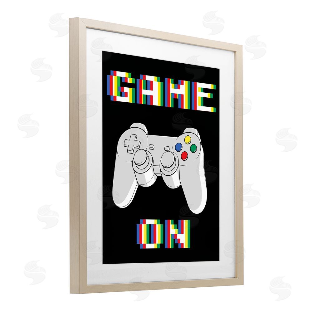 Marcus Prime Colorful Digital Game On Brown Framed Print Under Glass Wall Art