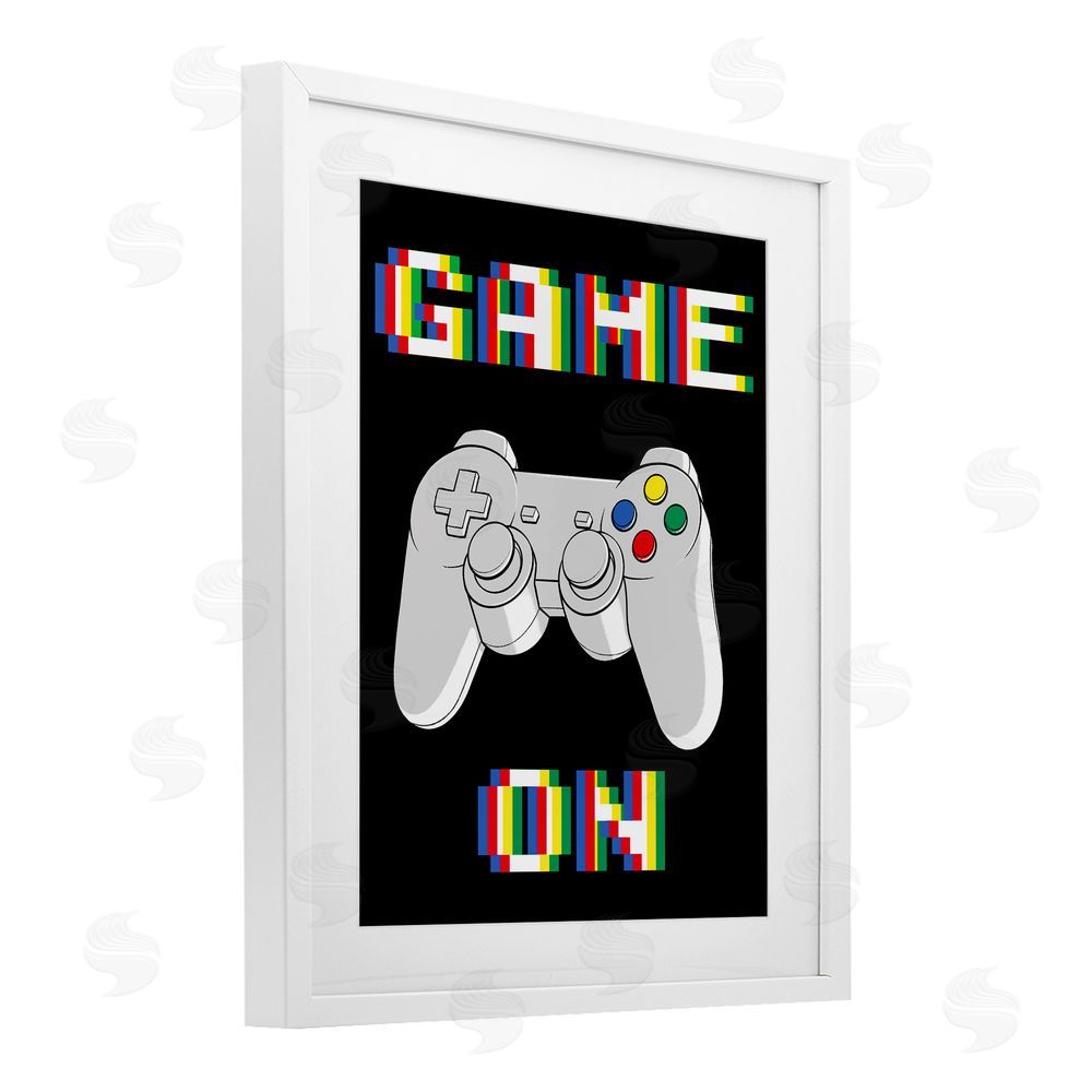Marcus Prime Colorful Digital Game On White Framed Print Under Glass Wall Art