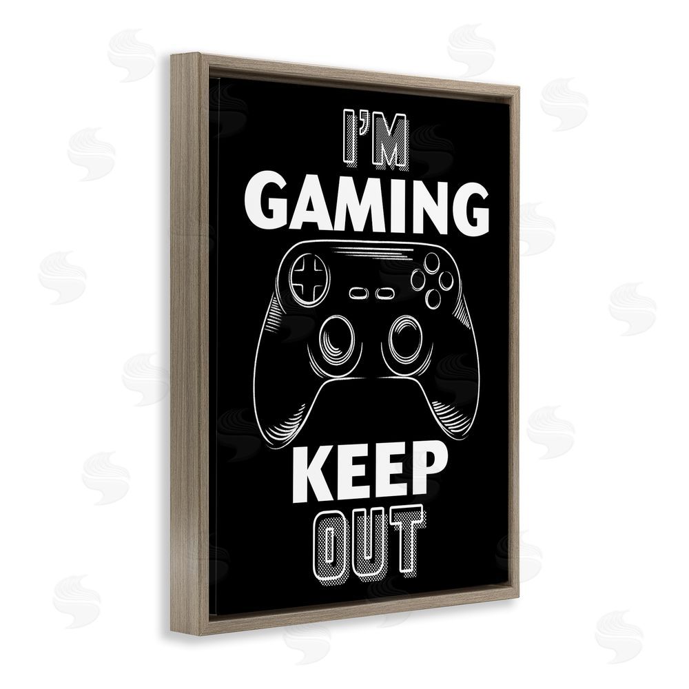 Marcus Prime I'm Gaming Keep Out Brown Floating Frame Canvas Wall Art Print