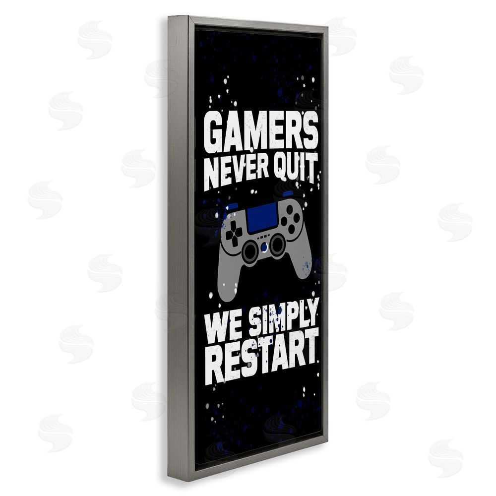 Kim Allen Never Quit Simply Restart Gray Floating Frame Canvas Wall Art Print