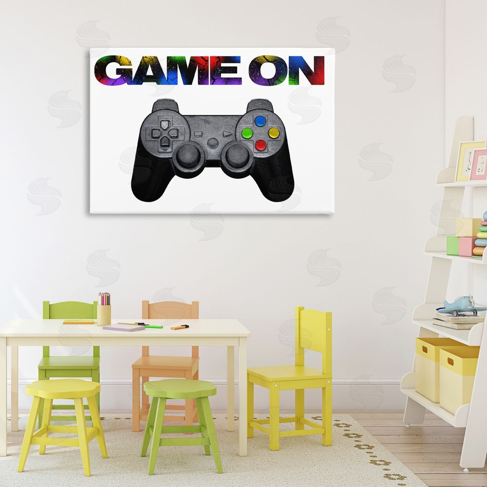 Marcus Prime Controller Game On Splatter Stretched Canvas Wall Art in Room
