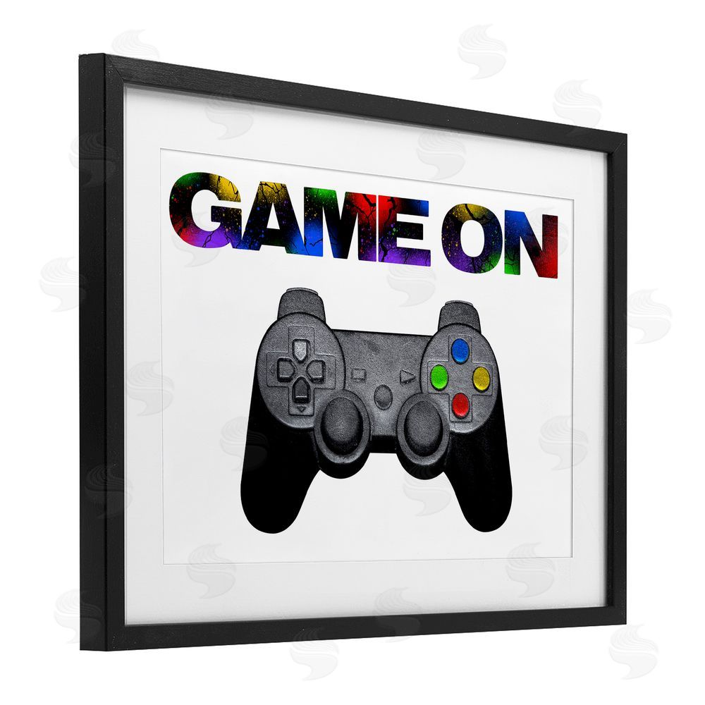 Marcus Prime Controller Game On Splatter Black Framed Print Under Glass Wall Art