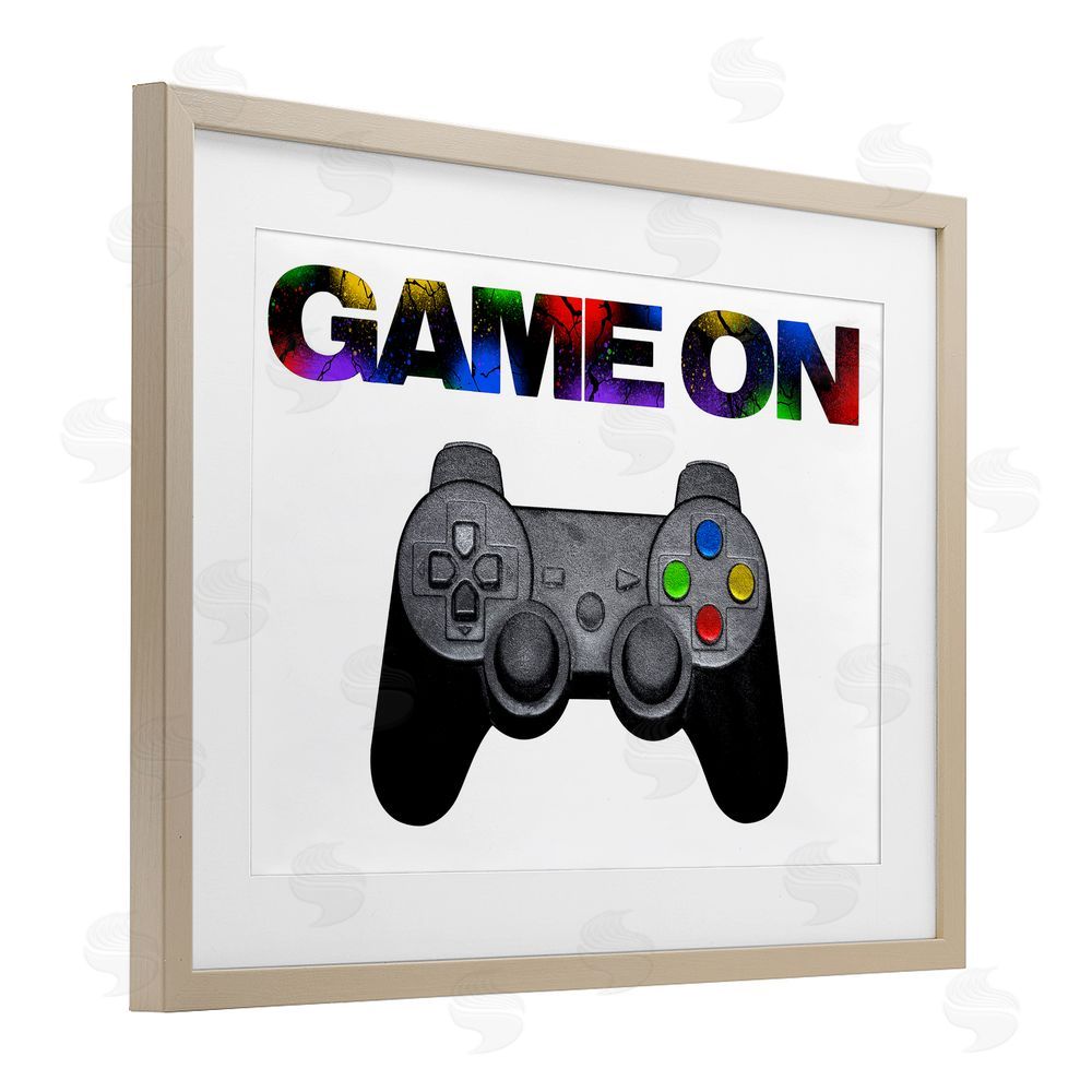 Marcus Prime Controller Game On Splatter Brown Framed Print Under Glass Wall Art