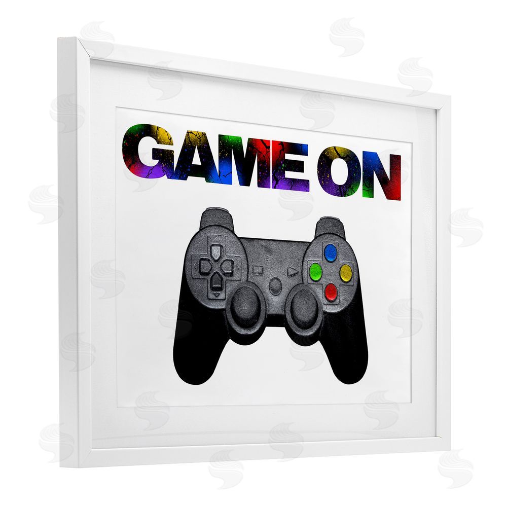 Marcus Prime Controller Game On Splatter White Framed Print Under Glass Wall Art