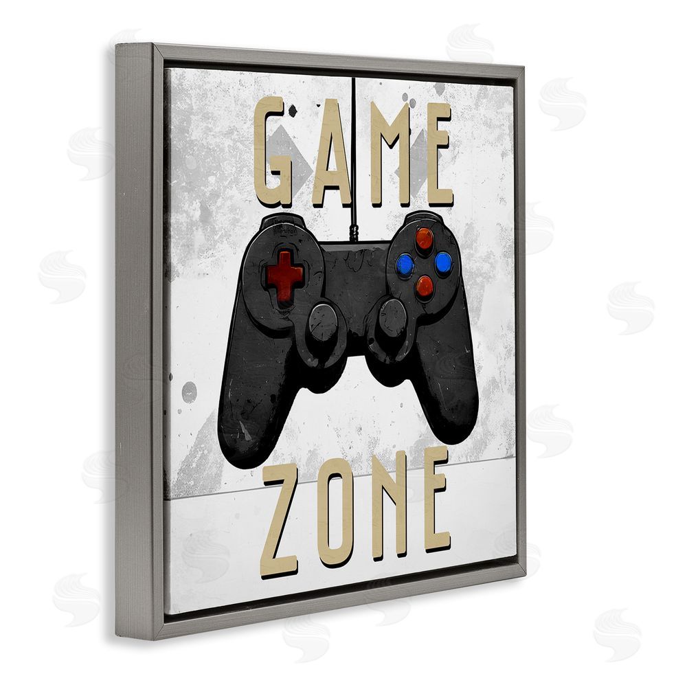 Kim Allen Game Zone Control Gray Floating Frame Canvas Wall Art Print
