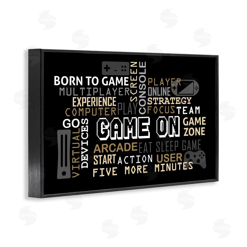 Kim Allen Game On Gamer Typography Black Framed Giclee Wall Art Print