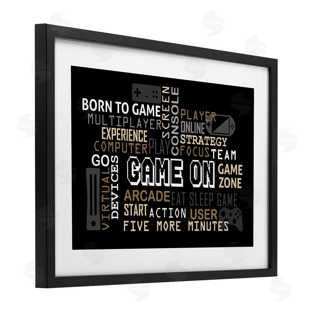 Kim Allen Game On Gamer Typography Black Framed Print Under Glass Wall Art