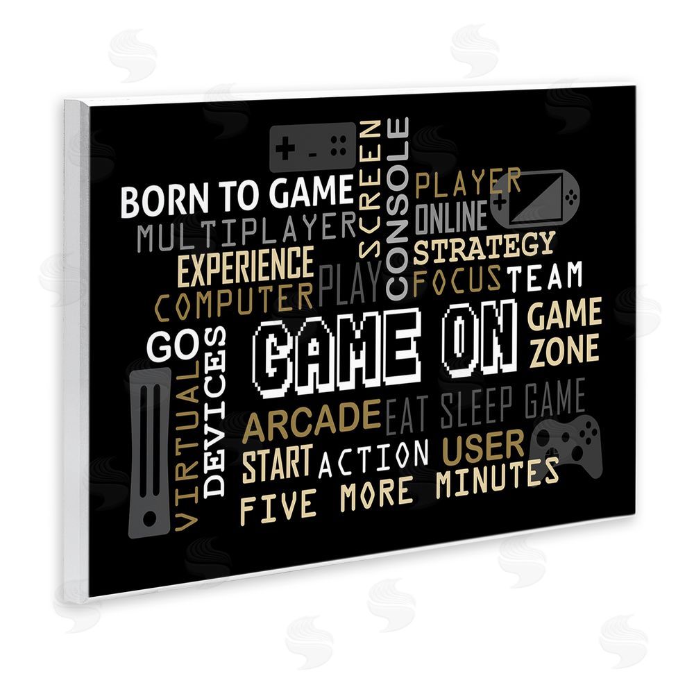 Kim Allen Game On Gamer Typography Wooden Wall Plaque Art Print