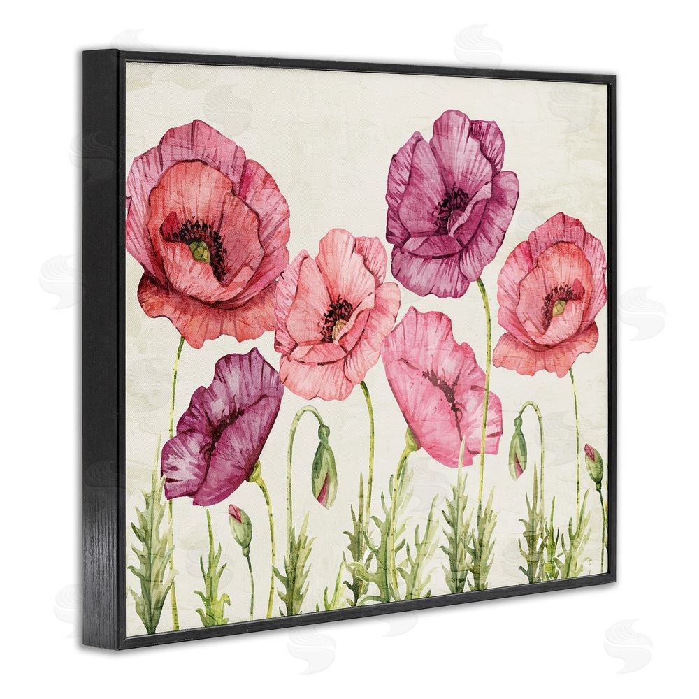 Kim Allen Poppy Days Vintage Blooms Black Framed Giclee Wall Art Print