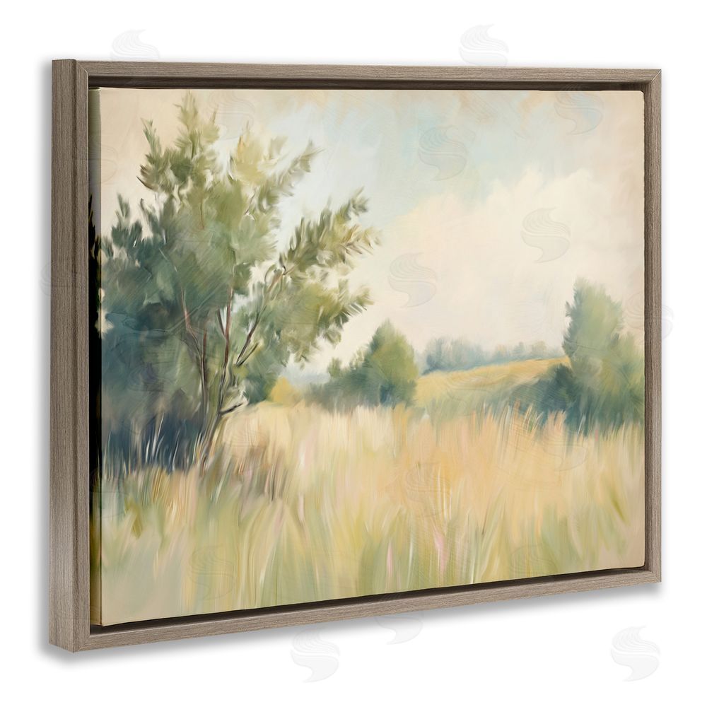 Kim Allen Summer Green Meadow Brown Floating Frame Canvas Wall Art Print