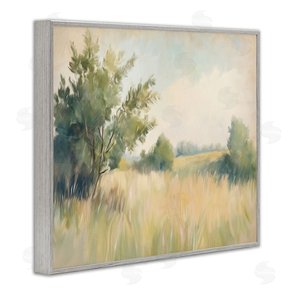 Kim Allen Summer Green Meadow Gray Framed Giclee Wall Art Print