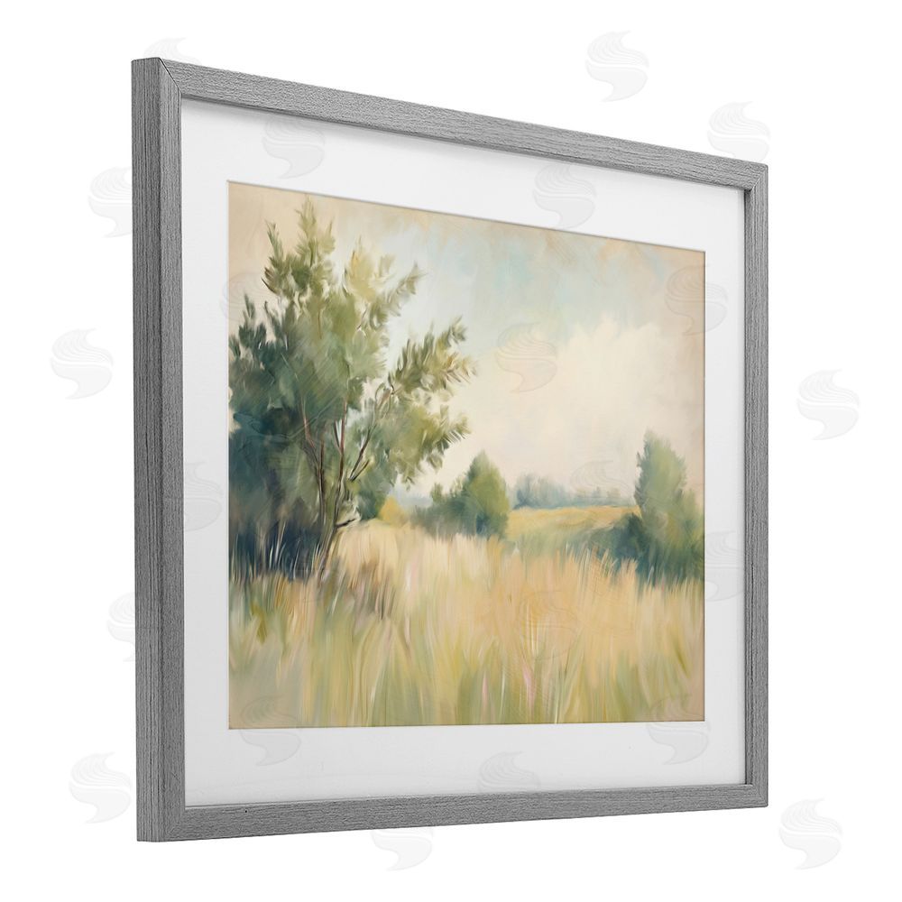 Kim Allen Summer Green Meadow Gray Framed Print Under Glass Wall Art