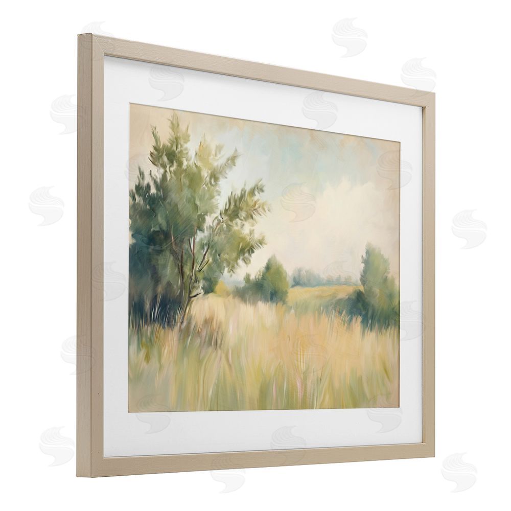 Kim Allen Summer Green Meadow Brown Framed Print Under Glass Wall Art