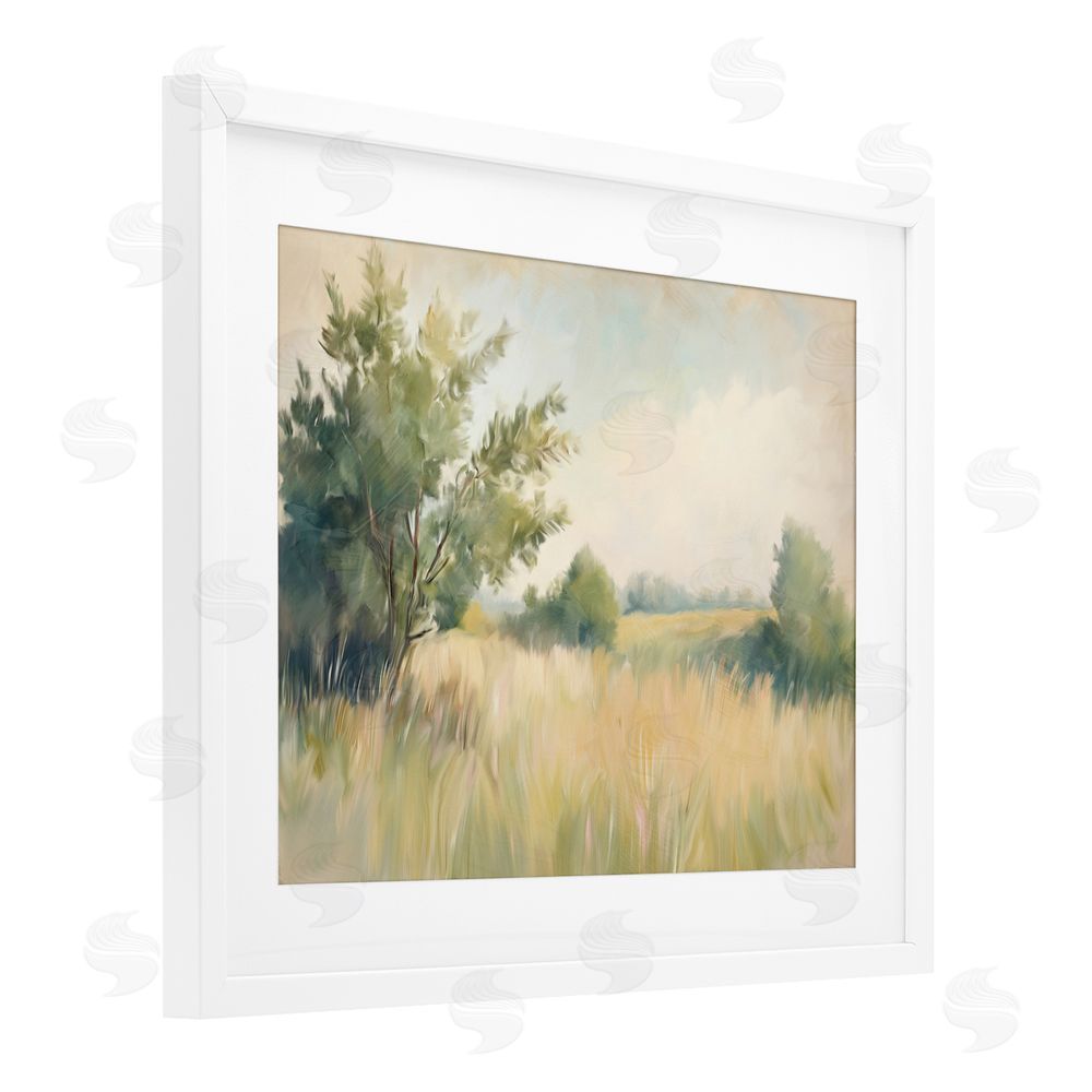 Kim Allen Summer Green Meadow White Framed Print Under Glass Wall Art