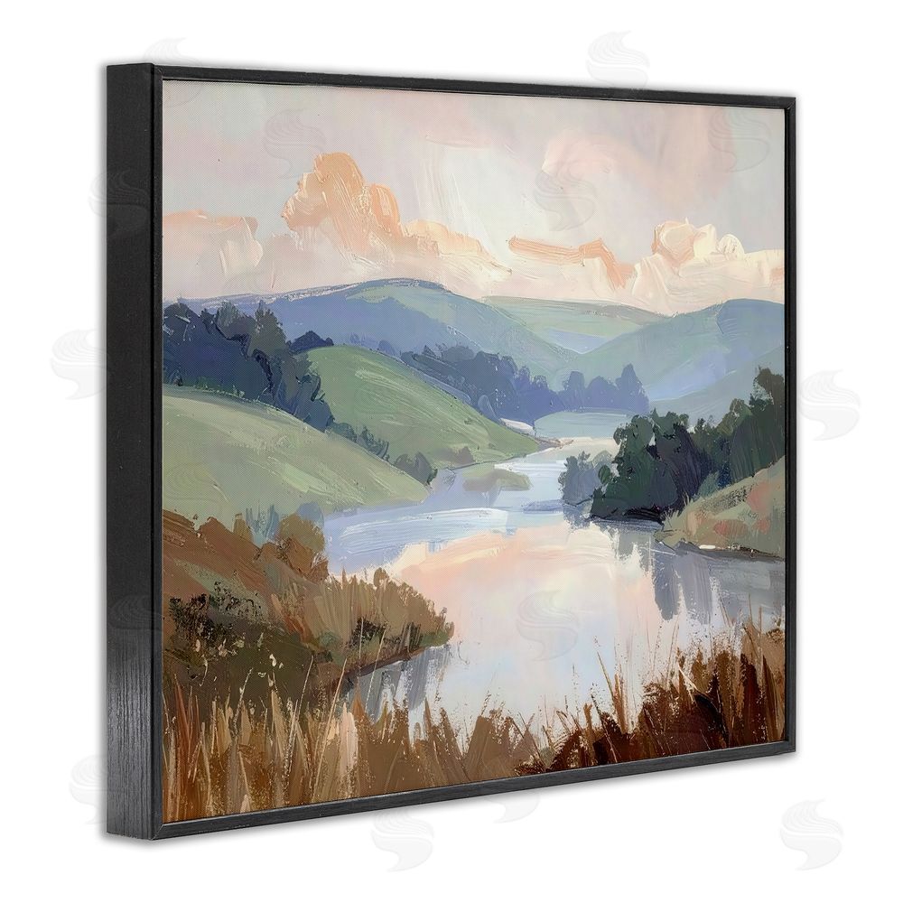 Alonza Saunders Muted Distant Mountains Black Framed Giclee Wall Art Print
