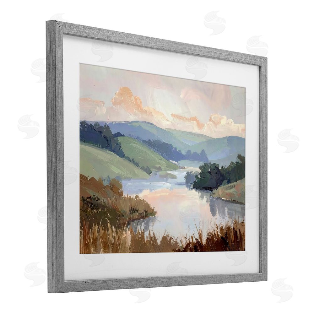 Alonza Saunders Muted Distant Mountains Gray Framed Print Under Glass Wall Art