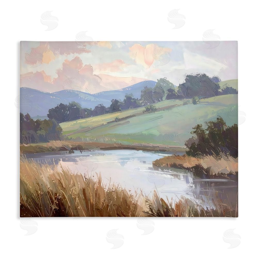Alonza Saunders Subtle Distant Mountains Stretched Canvas Wall Art Print