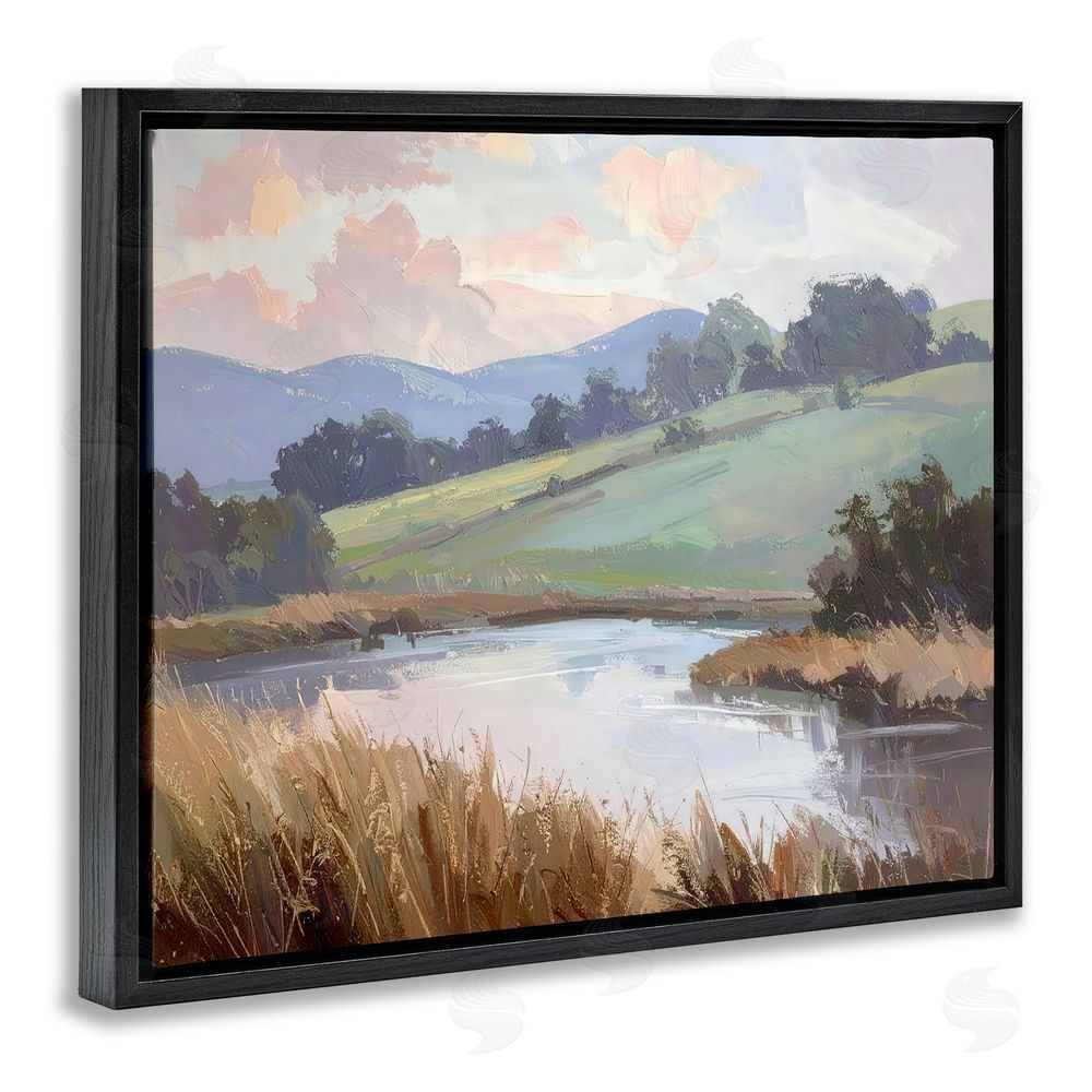 Alonza Saunders Subtle Distant Mountains Black Floating Frame Canvas Wall Art Print