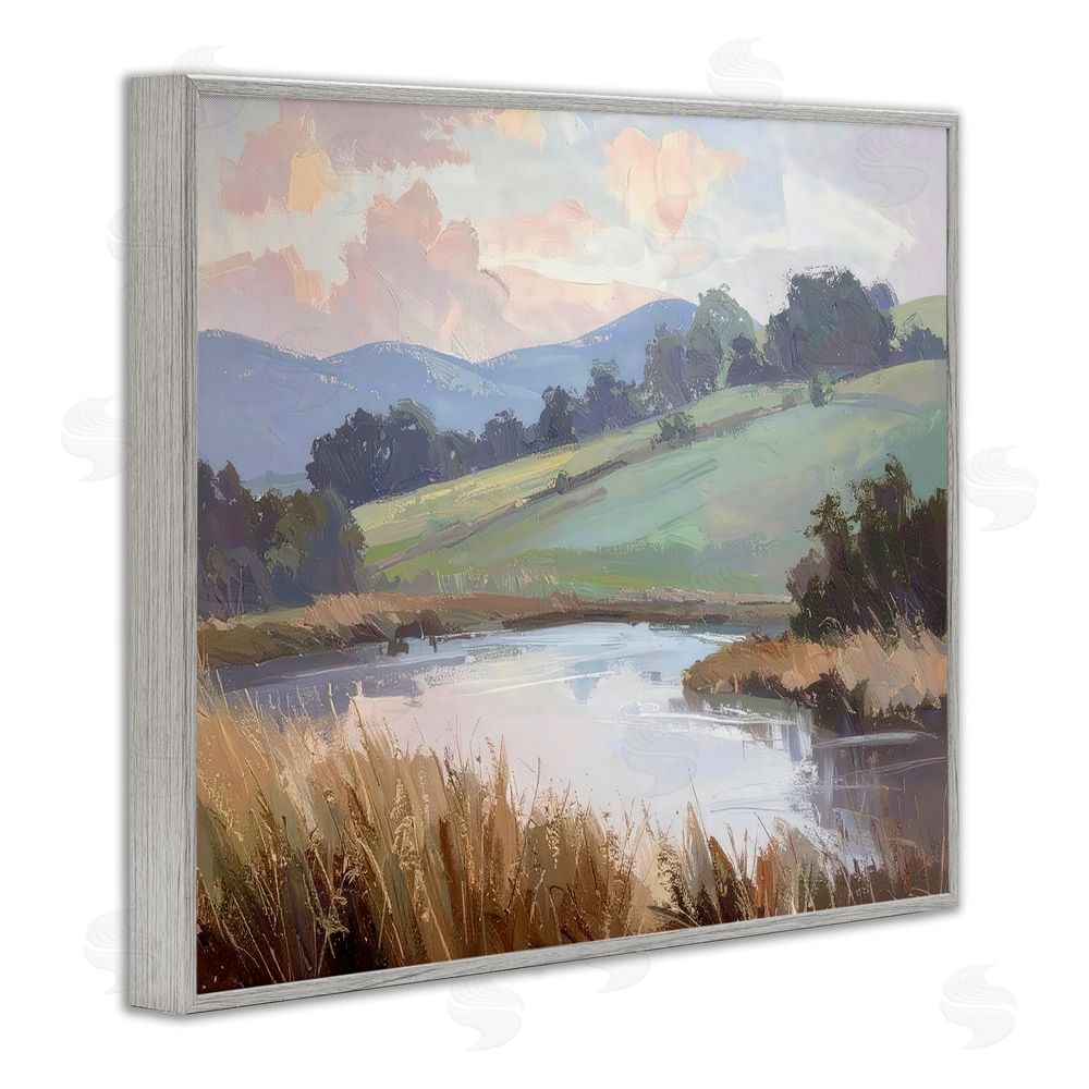 Alonza Saunders Subtle Distant Mountains Gray Framed Giclee Wall Art Print