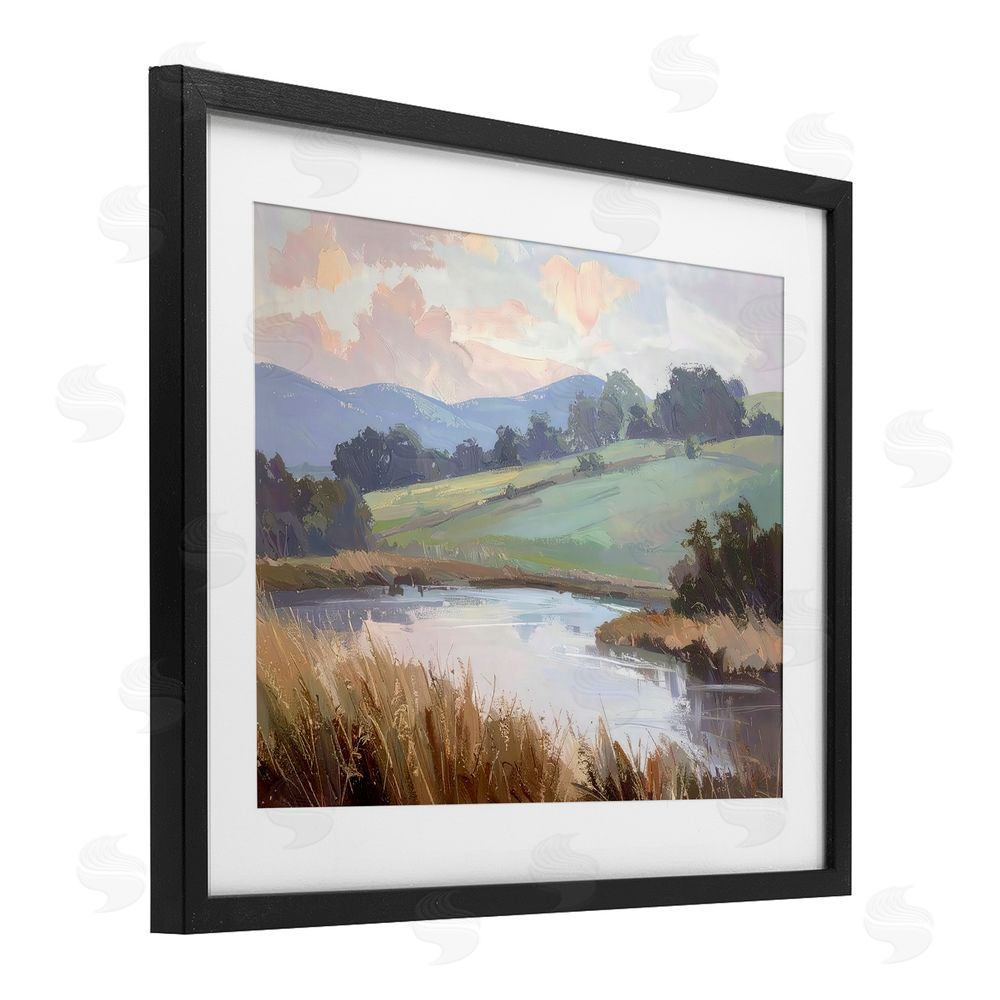 Alonza Saunders Subtle Distant Mountains Black Framed Print Under Glass Wall Art
