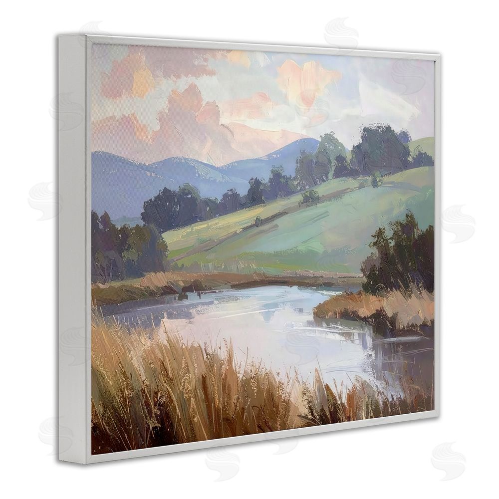 Alonza Saunders Subtle Distant Mountains White Framed Giclee Wall Art Print