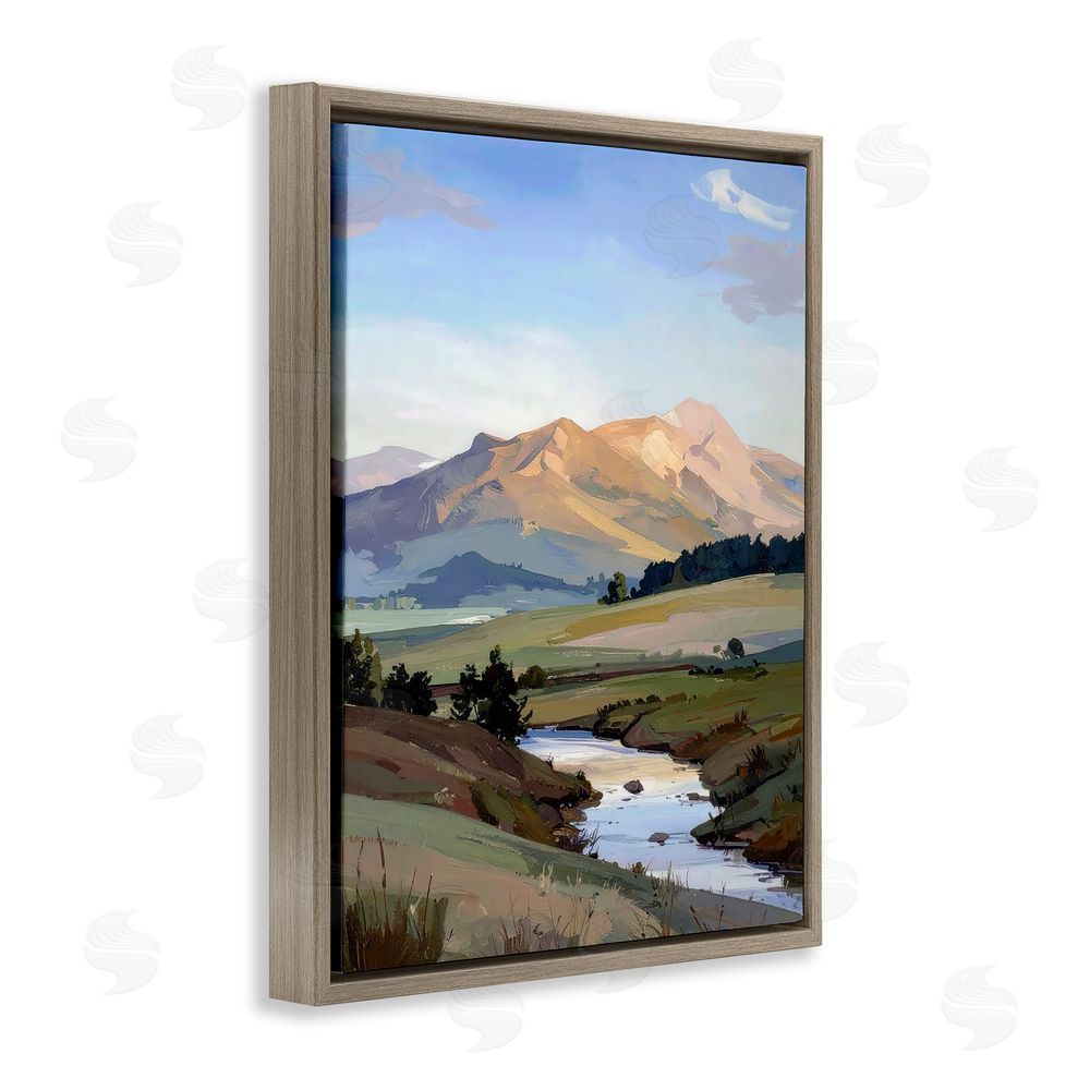 Alonza Saunders Across The Valley River Brown Floating Frame Canvas Wall Art Print