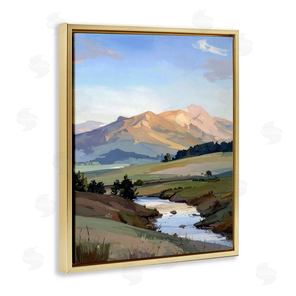 Alonza Saunders Across The Valley River Gold Floating Frame Canvas Wall Art Print