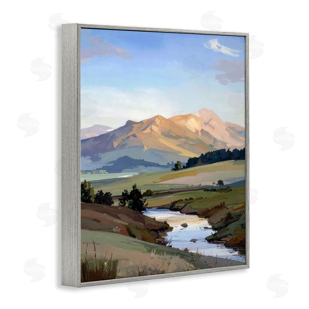 Alonza Saunders Across The Valley River Gray Framed Giclee Wall Art Print