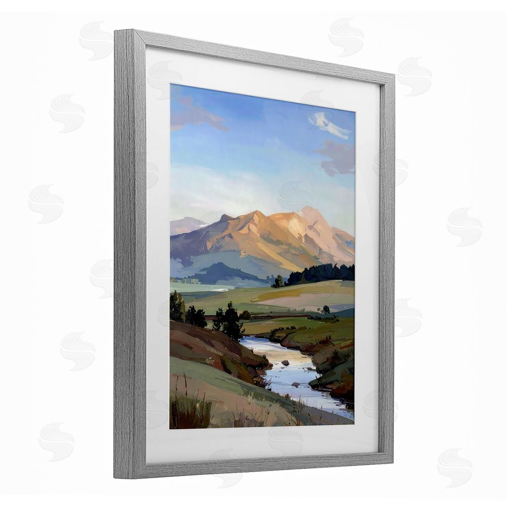 Alonza Saunders Across The Valley River Gray Framed Print Under Glass Wall Art