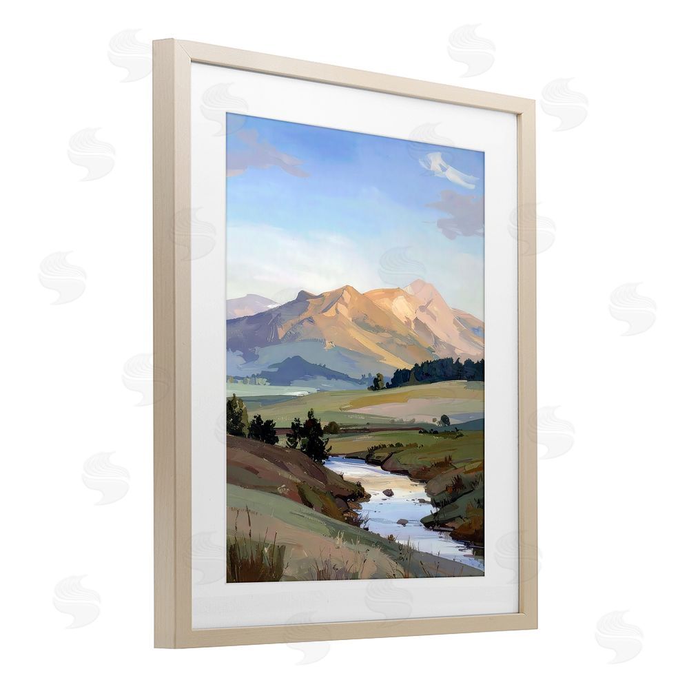 Alonza Saunders Across The Valley River Brown Framed Print Under Glass Wall Art