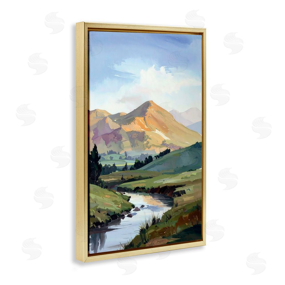 Alonza Saunders Across The Valley Gold Floating Frame Canvas Wall Art Print