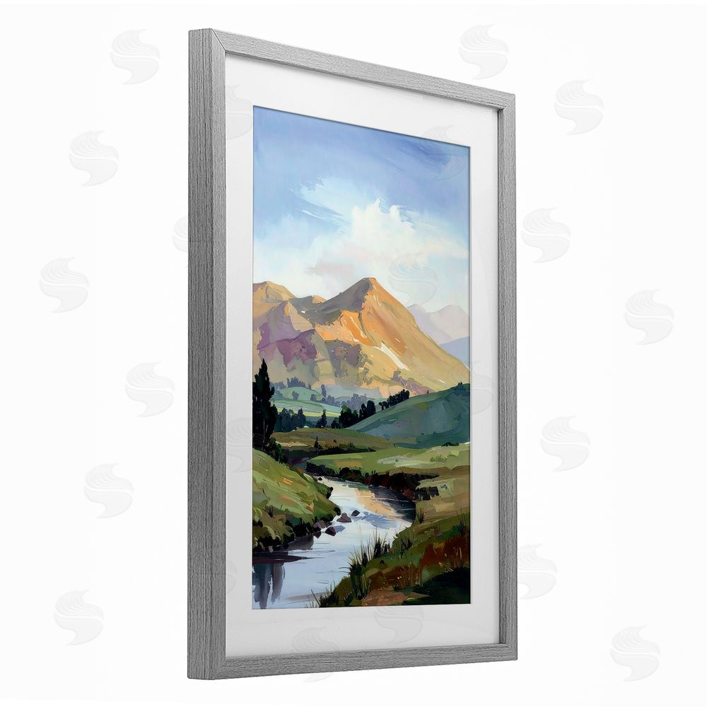 Alonza Saunders Across The Valley Gray Framed Print Under Glass Wall Art