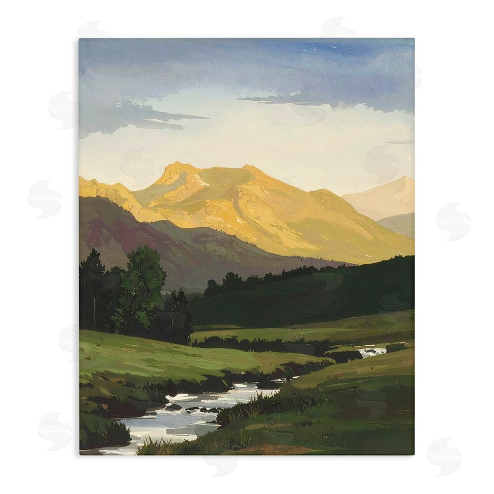 Alonza Saunders Mountain Across The Valley Stretched Canvas Wall Art Print