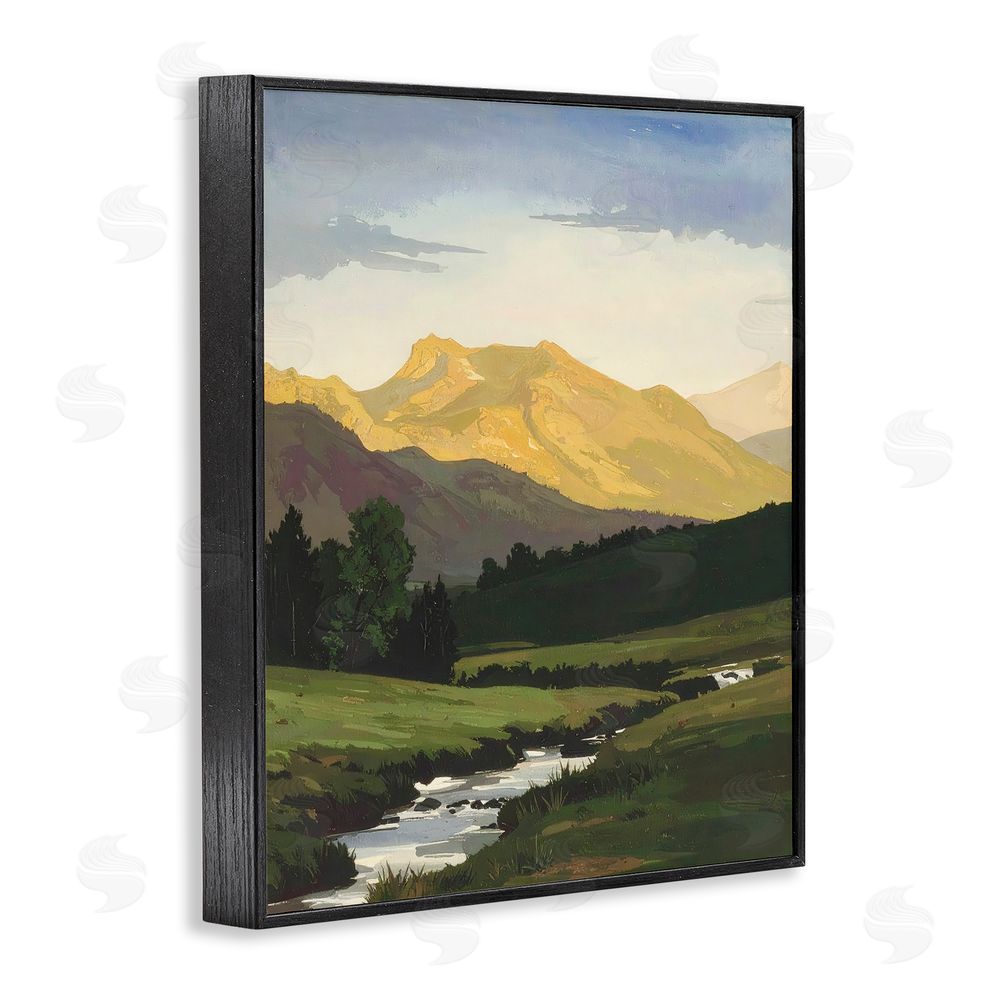 Alonza Saunders Mountain Across The Valley Black Framed Giclee Wall Art Print