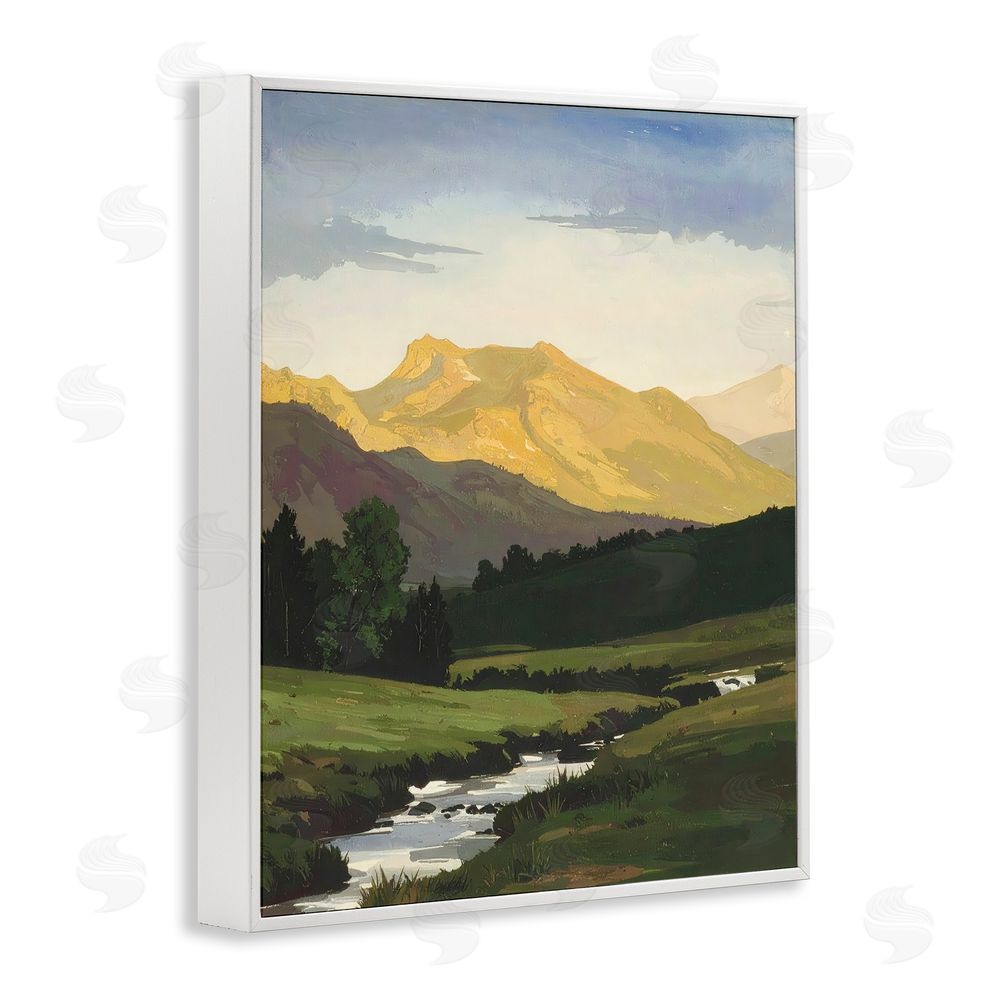 Alonza Saunders Mountain Across The Valley White Framed Giclee Wall Art Print