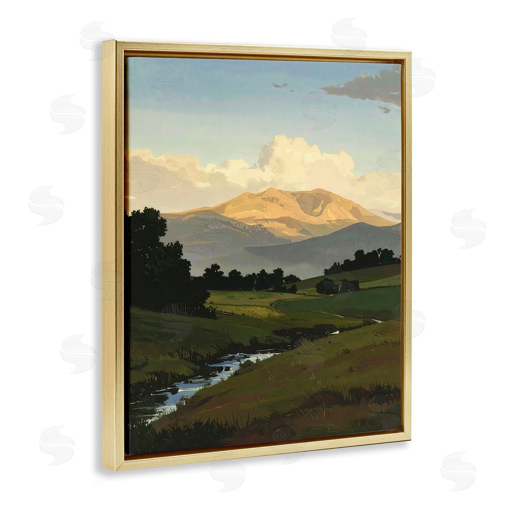 Alonza Saunders Across The Valley Nature Gold Floating Frame Canvas Wall Art Print