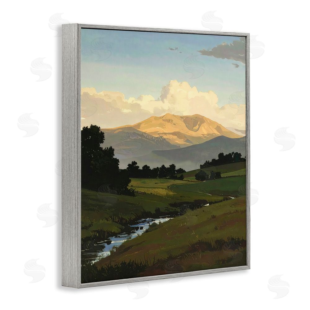 Alonza Saunders Across The Valley Nature Gray Framed Giclee Wall Art Print