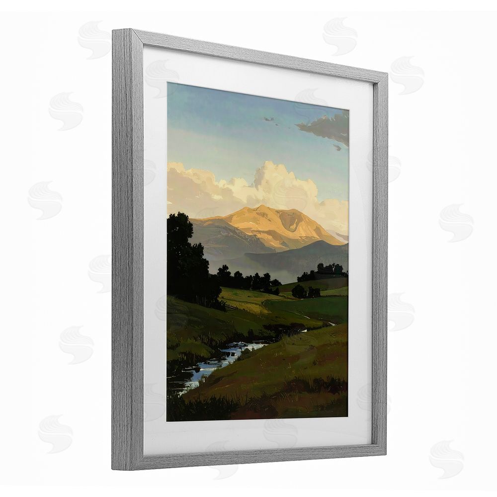 Alonza Saunders Across The Valley Nature Gray Framed Print Under Glass Wall Art