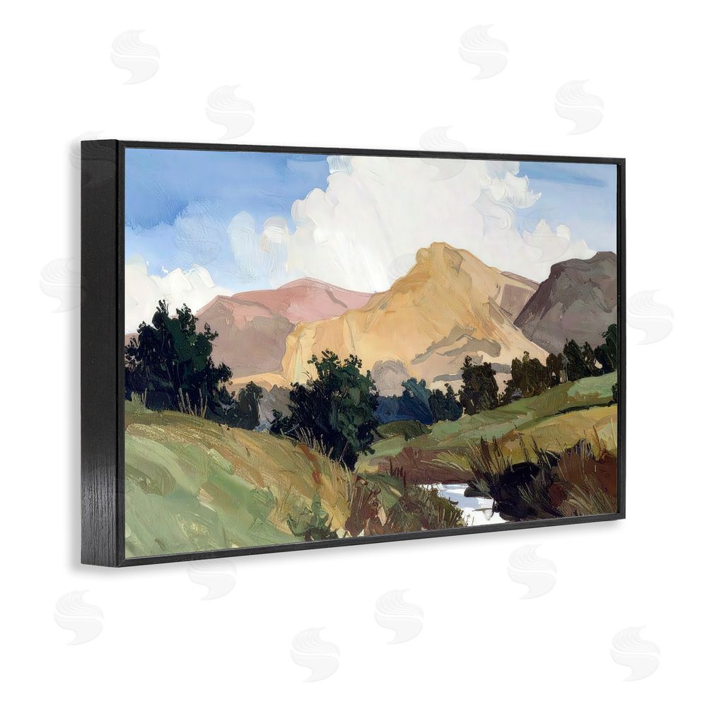 Alonza Saunders River Mountain Divide Black Framed Giclee Wall Art Print